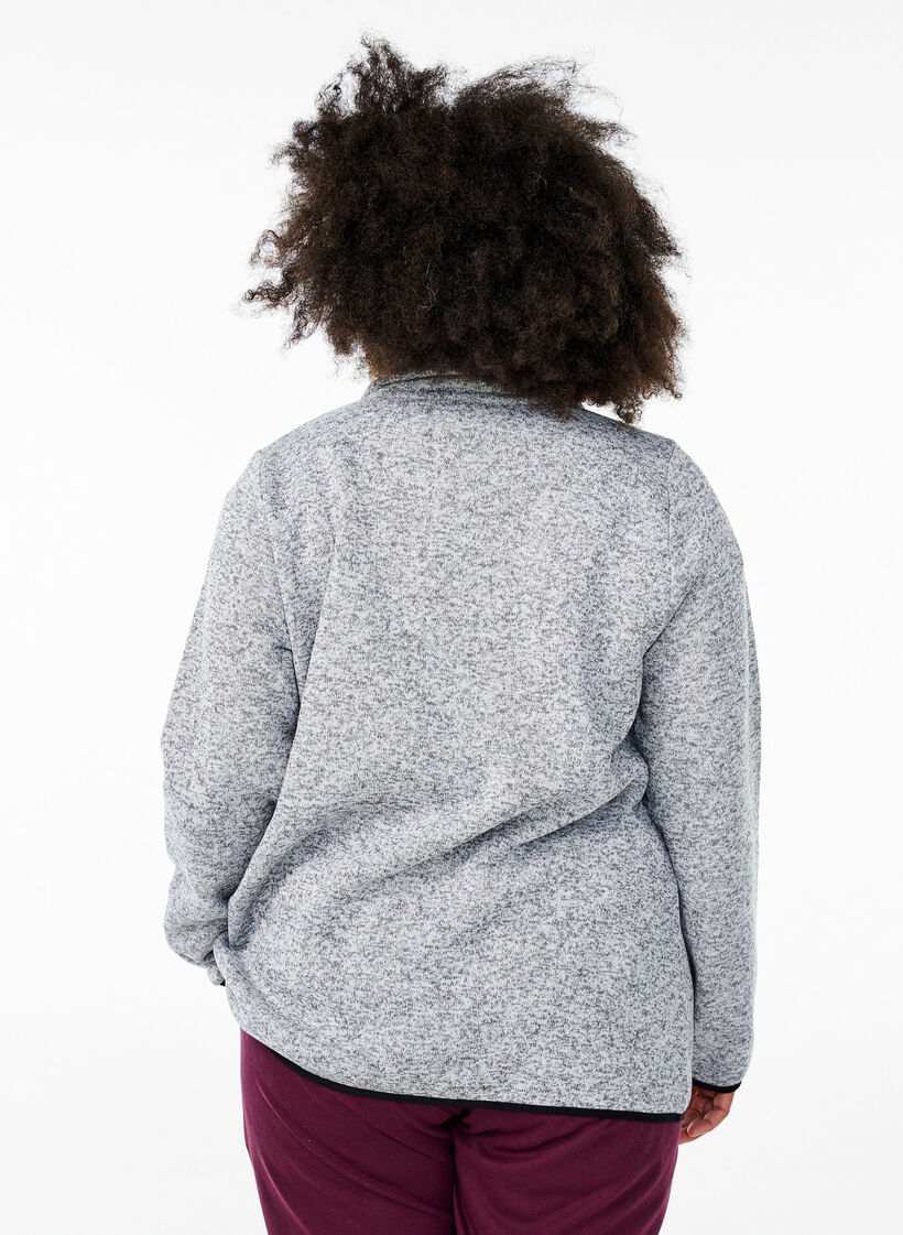 Jersey-Cardigan mit hohem Kragen und Rei&szlig;verschluss, Grau, Model image number 2