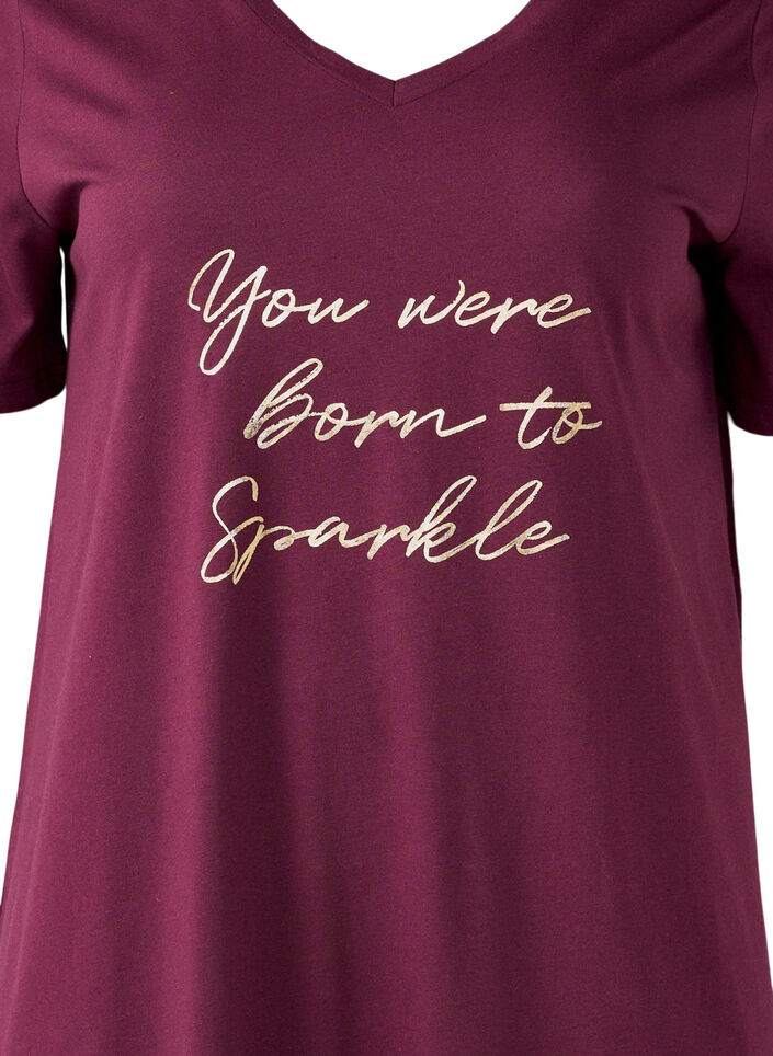 Nachthemd aus Bio-Baumwolle mit V-Ausschnitt, Rot, Packshot image number 2