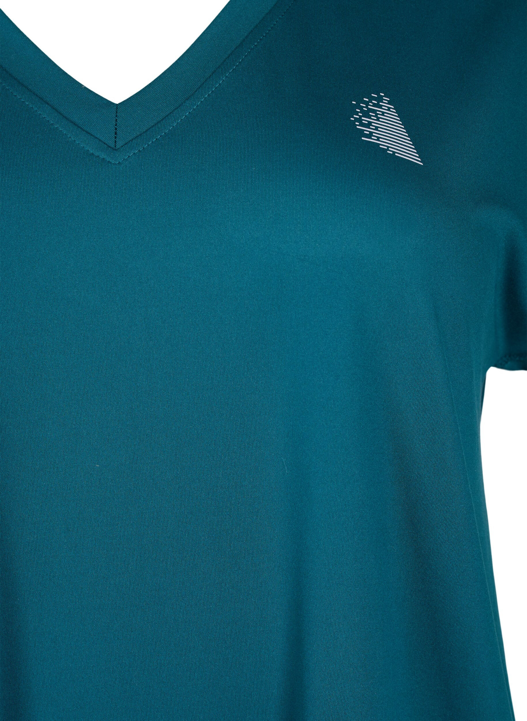 ZizziLockeres Trainings-T-Shirt mit V-Ausschnitt, Deep Teal, Packshot image number 2