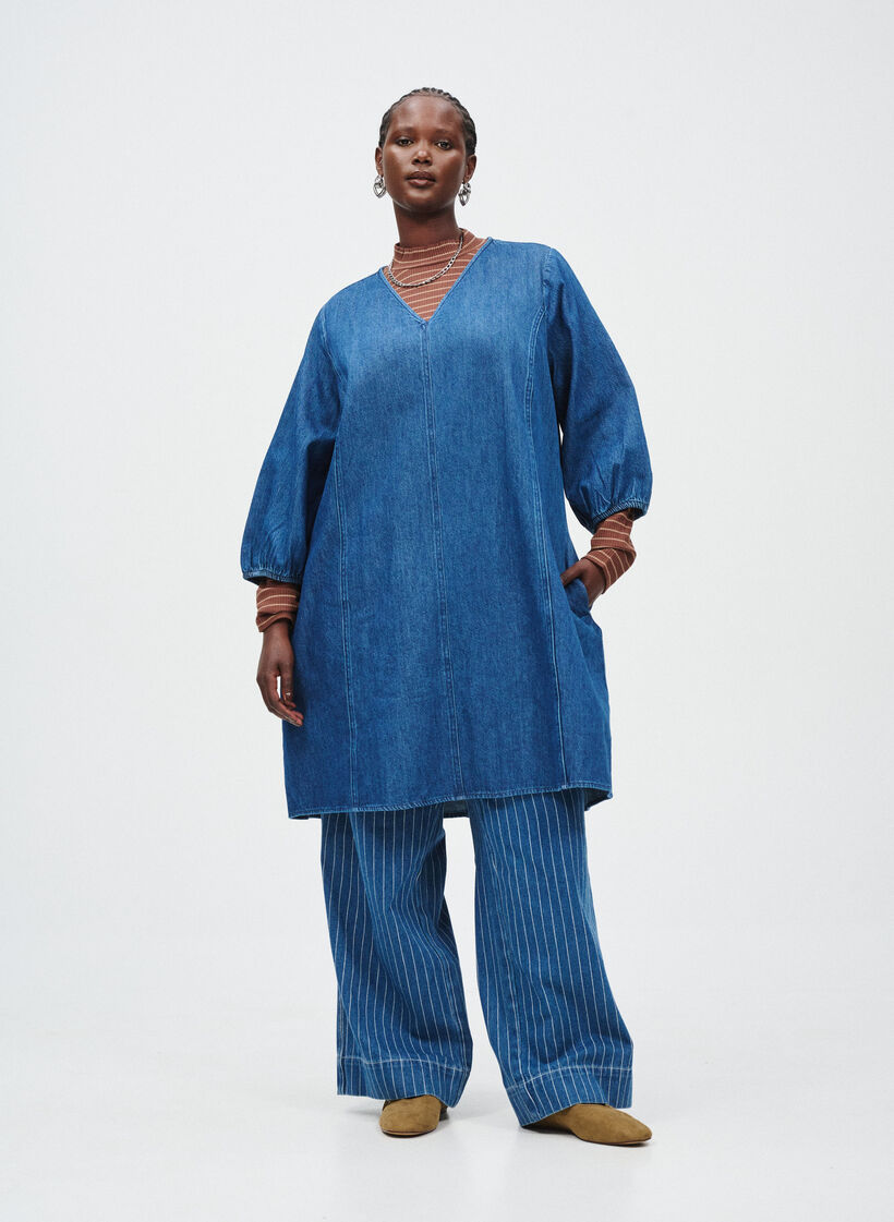 Jeanskleid mit 3/4-&Auml;rmeln, Blau, Image image number 0