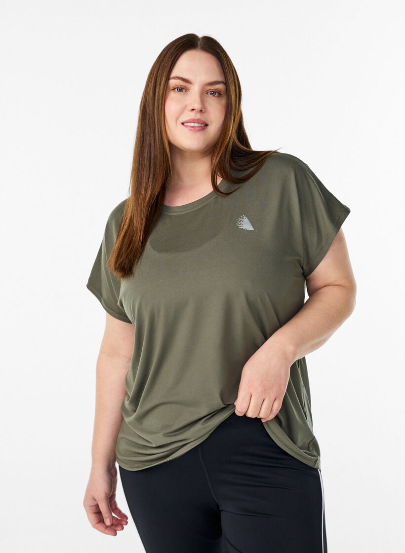Einfarbiges Trainings-T-Shirt, Gr&uuml;n, Model image number 0