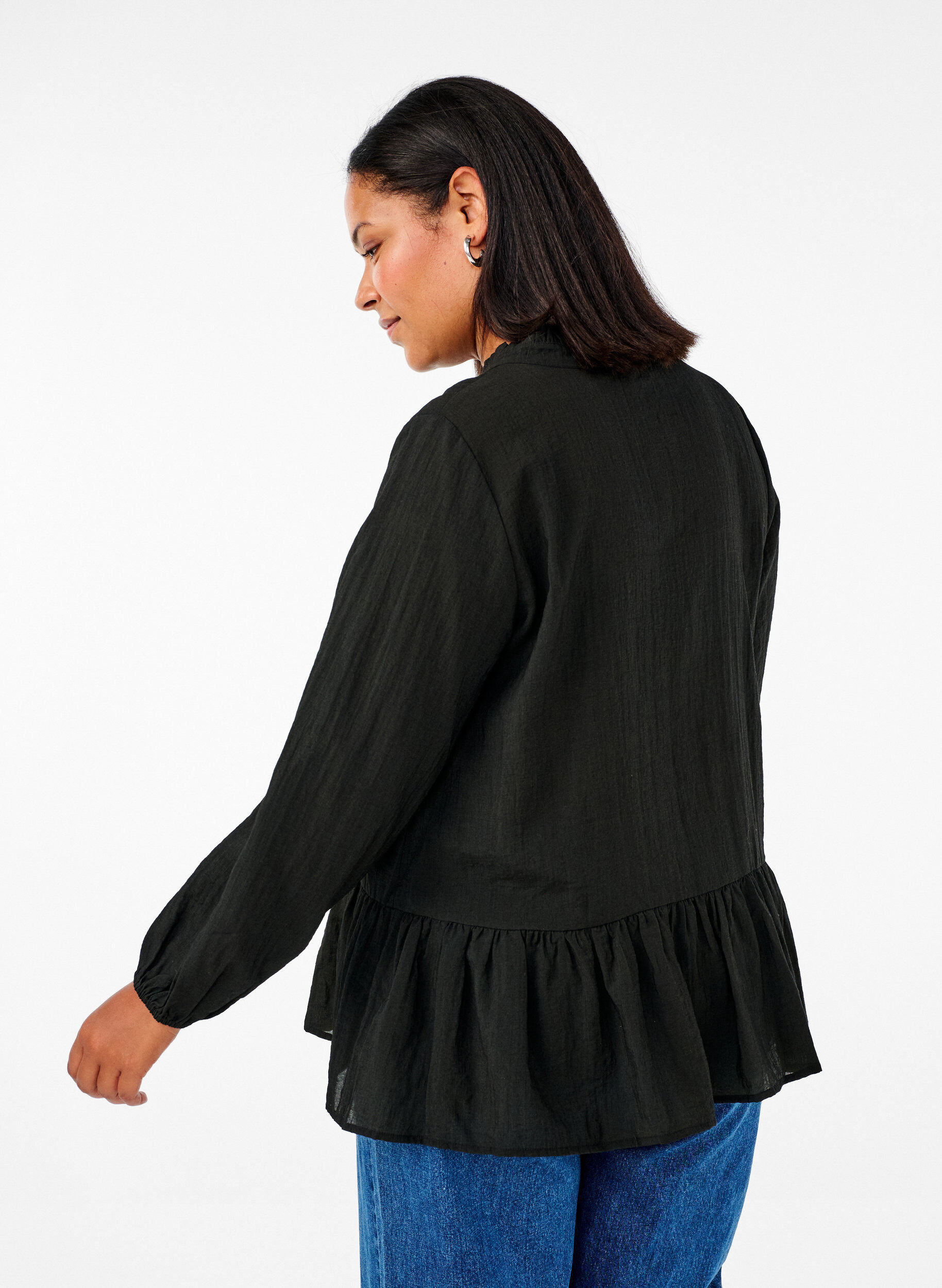 ZizziLang&auml;rmlige Bluse mit Peplum, Schwarz, Model image number 2