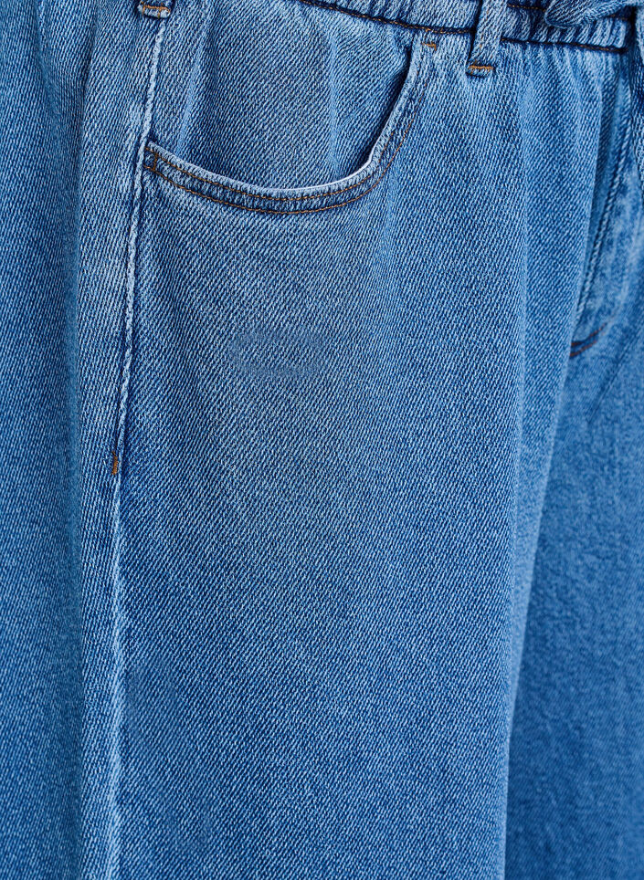Jeans mit lockerer Passform, elastischem Bund und Tunnelzug, Blau, Packshot image number 2