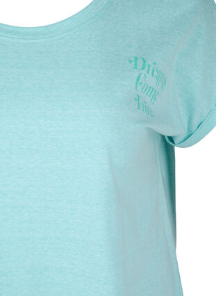 Meliertes T-Shirt aus Baumwolle, Aqua Splash Melange, Packshot image number 2