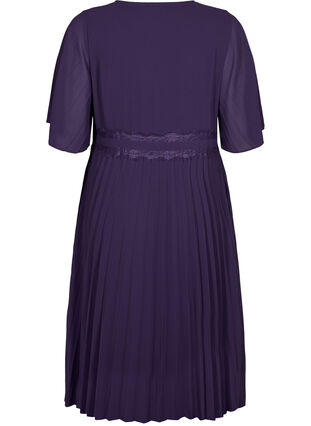 Kurzärmeliges Plissee Kleid, Purple Velvet, Packshot image number 1