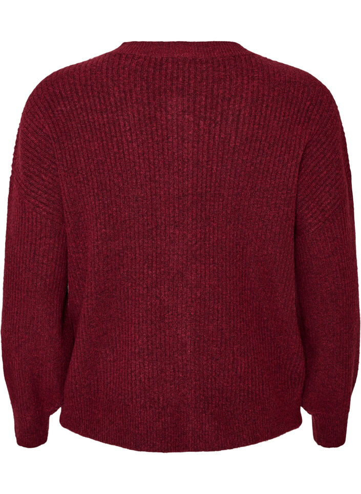 Rippenstrick Strickjacke mit Kn&ouml;pfen, Rot, Packshot image number 1