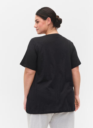 Baumwoll-T-Shirt mit kurzen Ärmeln, Black, Model image number 1