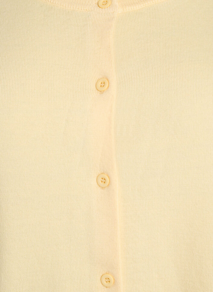 Feinstrick-Strickjacke mit Rundhalsausschnitt, Gelb, Packshot image number 2