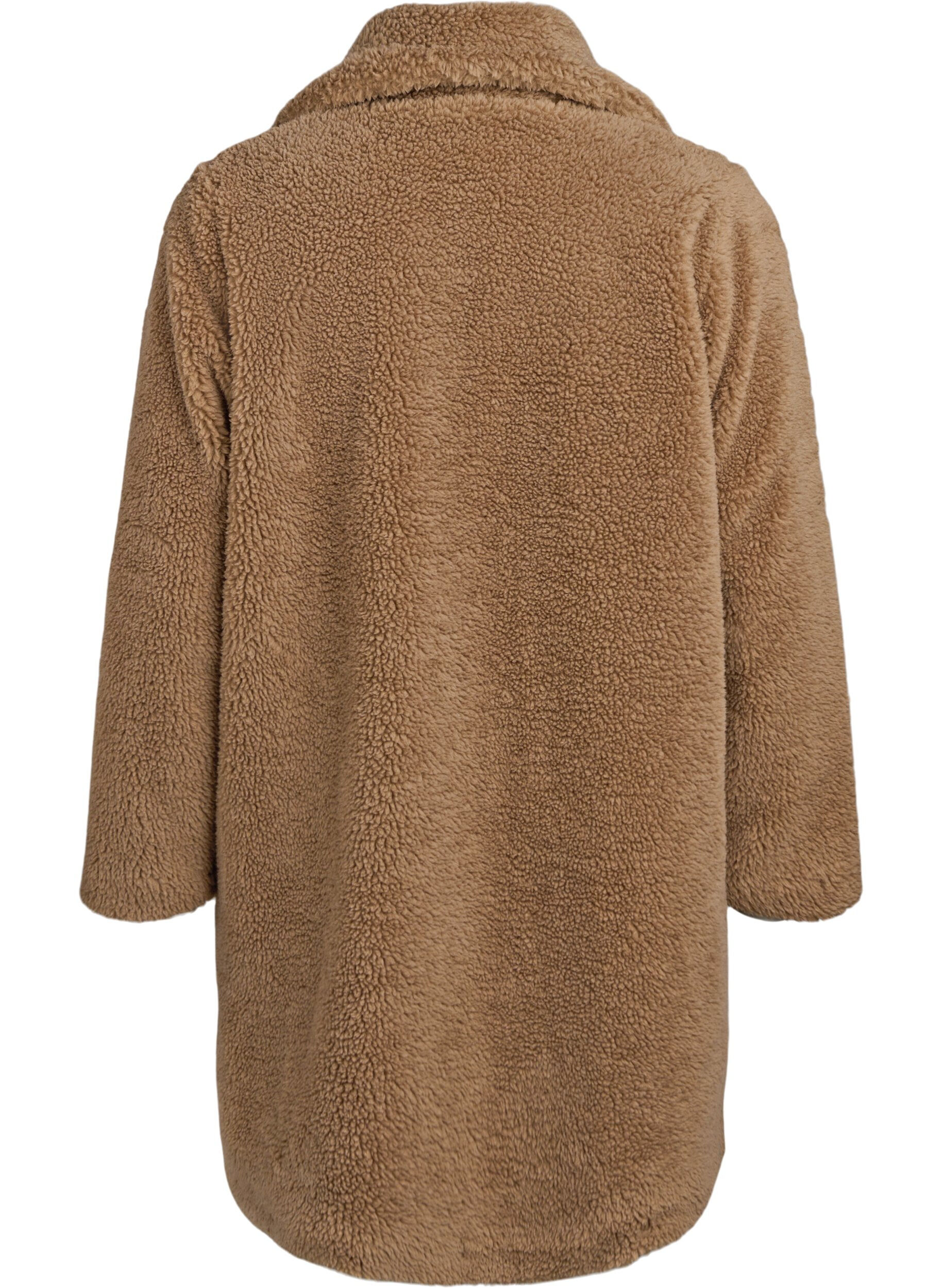 ZizziWeiche Teddyjacke mit Kn&ouml;pfen und Kragen, Braun, Packshot image number 1