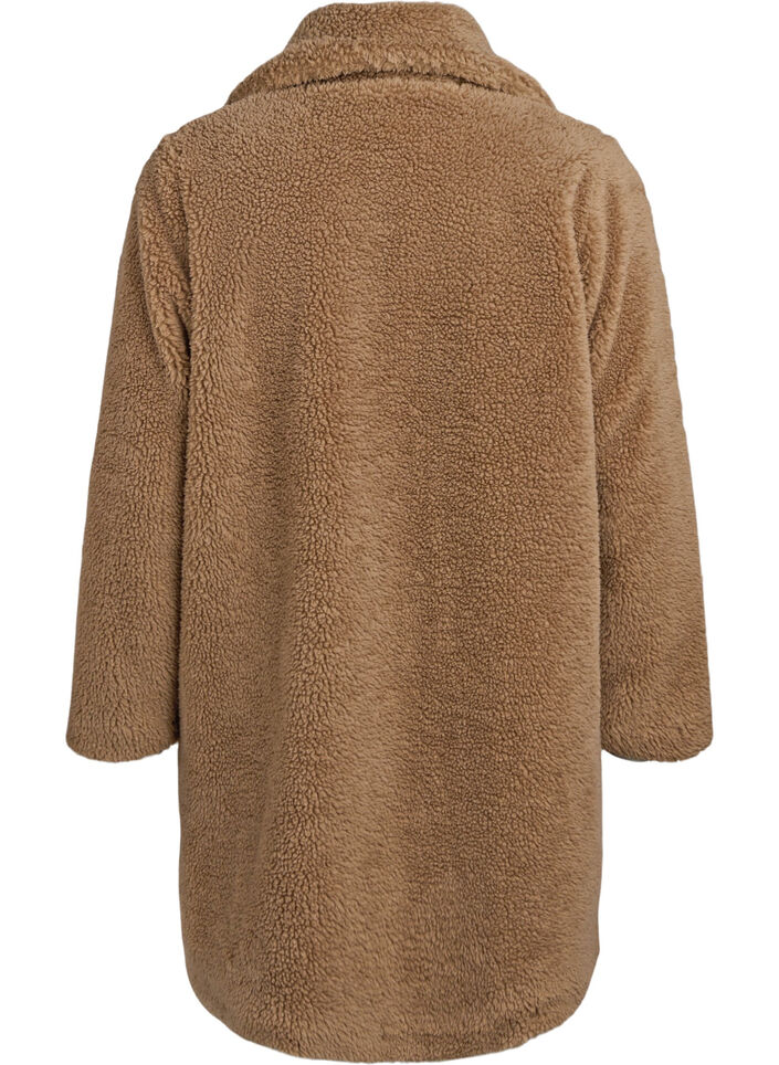 Weiche Teddyjacke mit Knöpfen und Kragen, Braun, Packshot