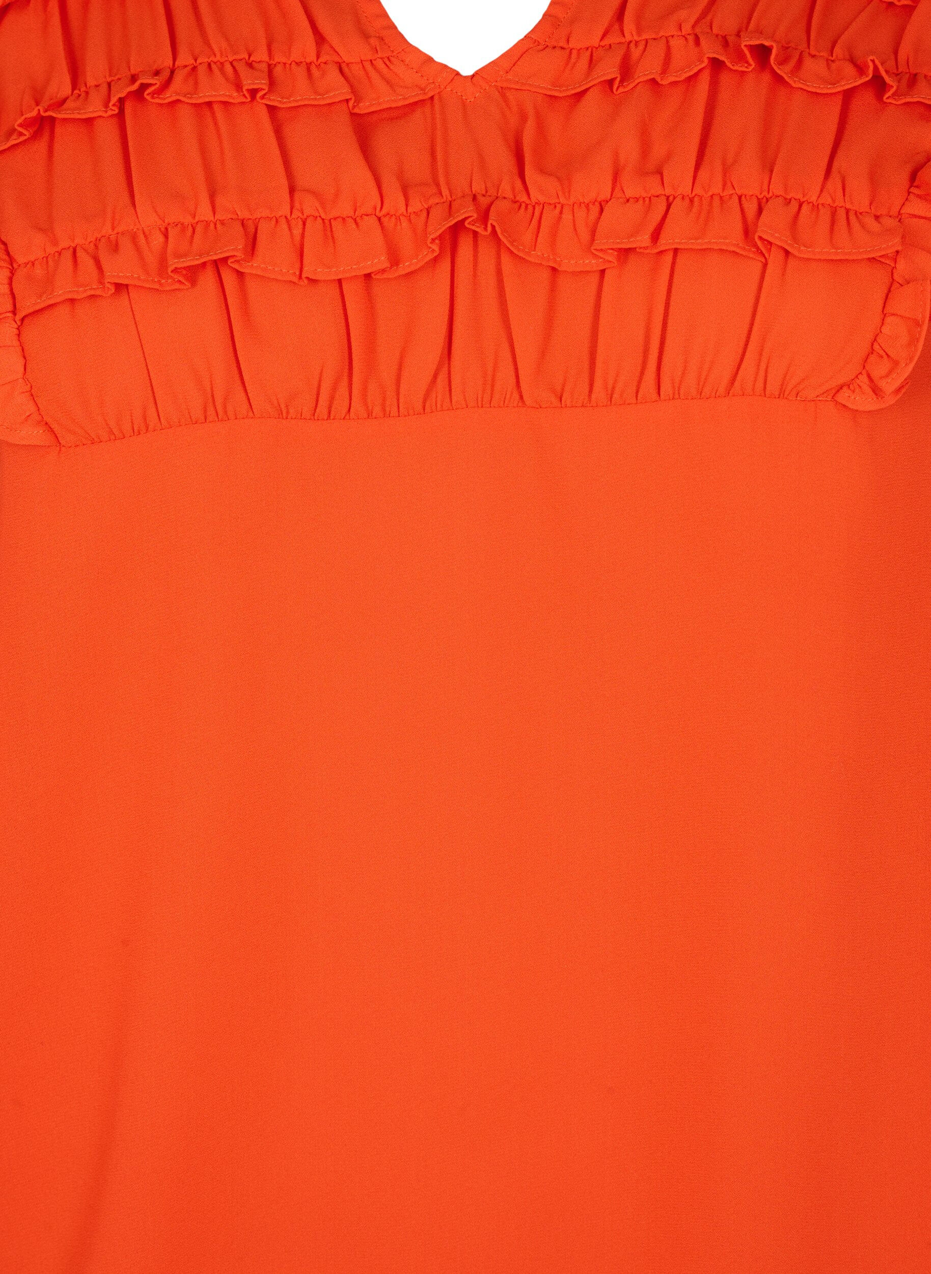 ZizziLang&auml;rmlige Bluse mit R&uuml;schendetails, Orange.com, Packshot image number 2