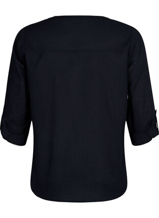 Hemdbluse aus Baumwolle mit V-Ausschnitt, Black, Packshot image number 1