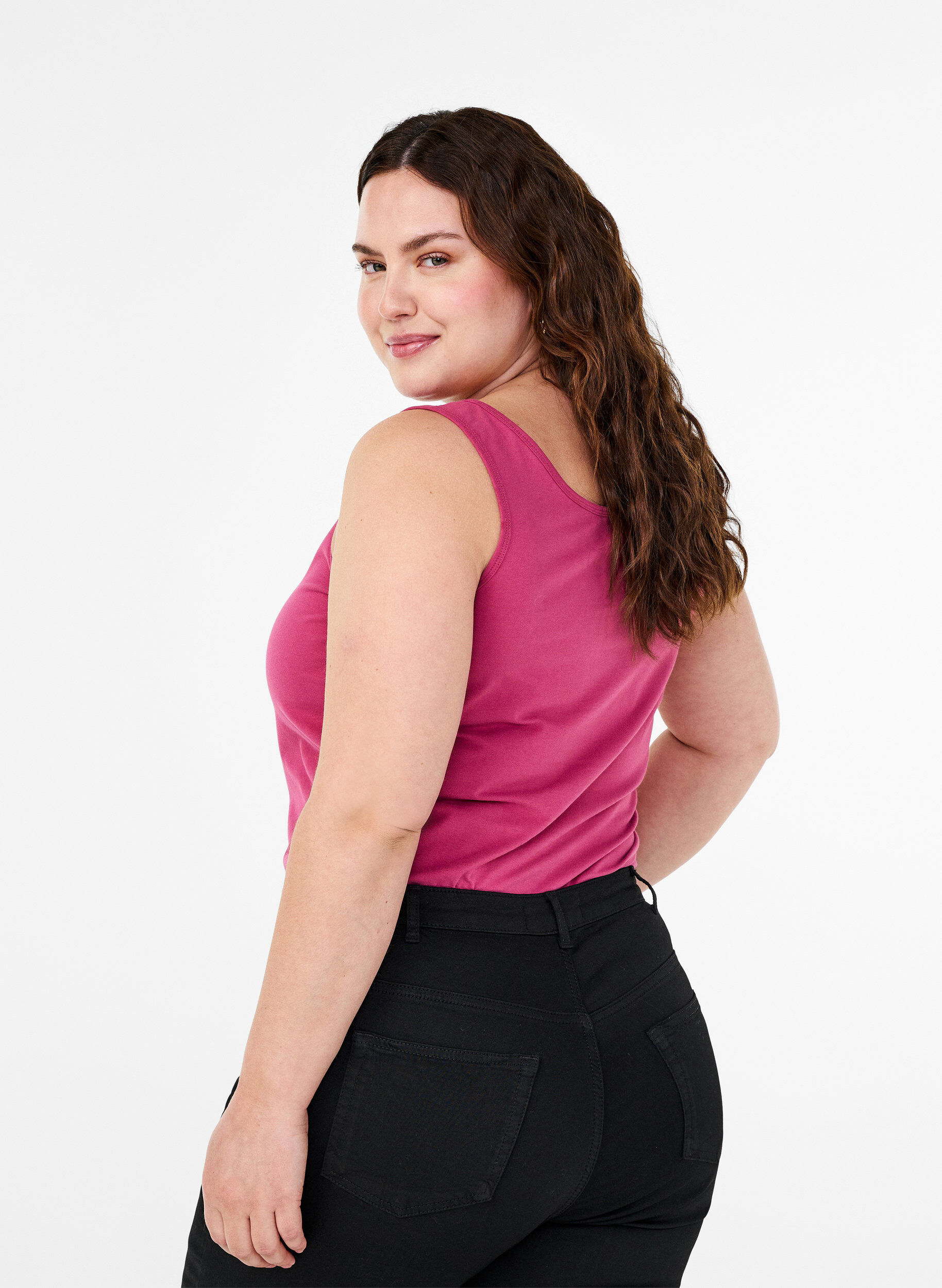 ZizziSolide Farbe Grundoberteil aus Baumwolle, Rot, Model image number 2