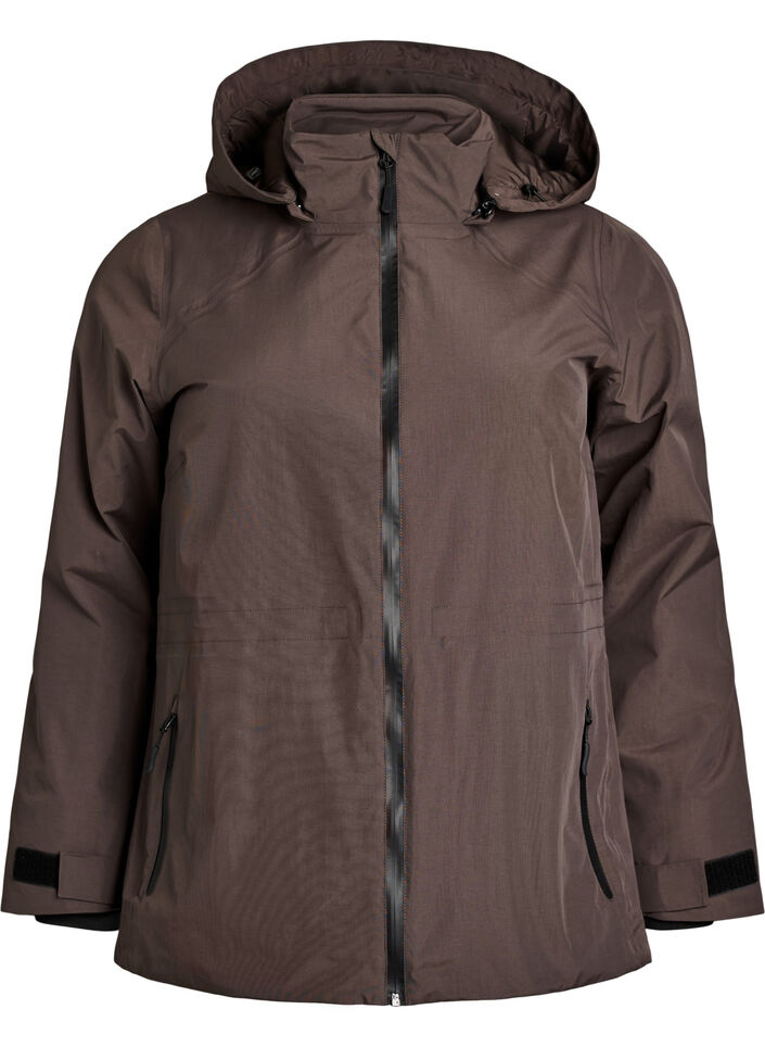 Wasserdichte Winterjacke mit abnehmbarer Kapuze, Braun, Packshot image number 0