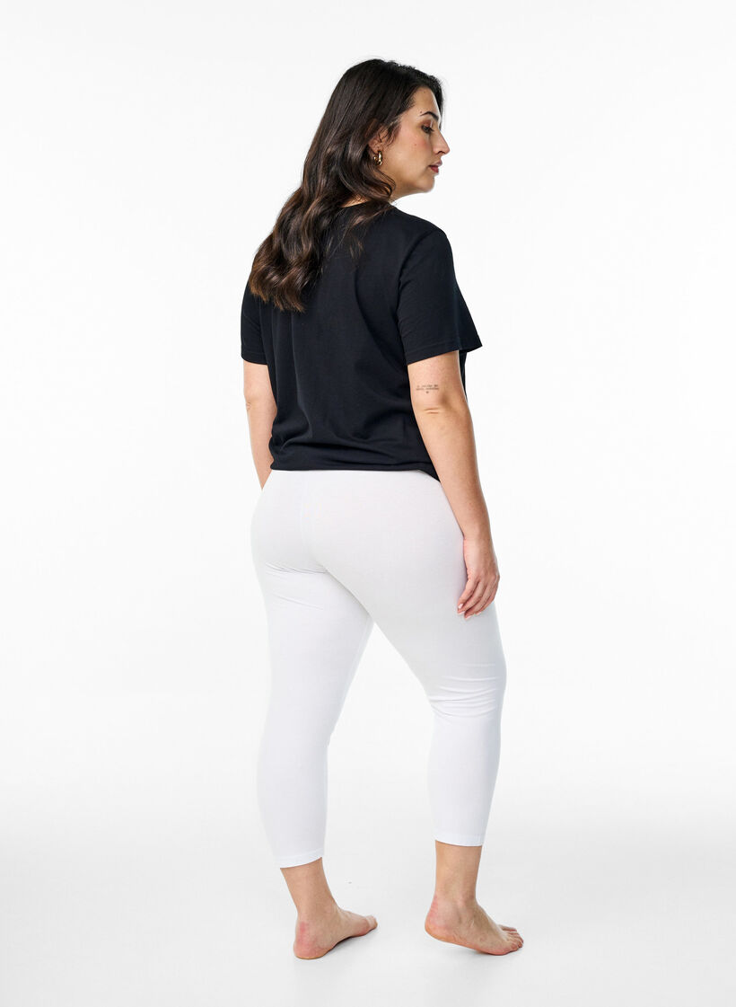 Basic 3/4-Leggings aus Viskose, Wei&szlig;, Model image number 2