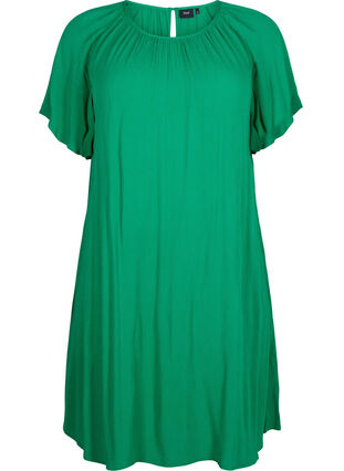 Viskosekleid mit kurzen Ärmeln, Jolly Green, Packshot image number 0