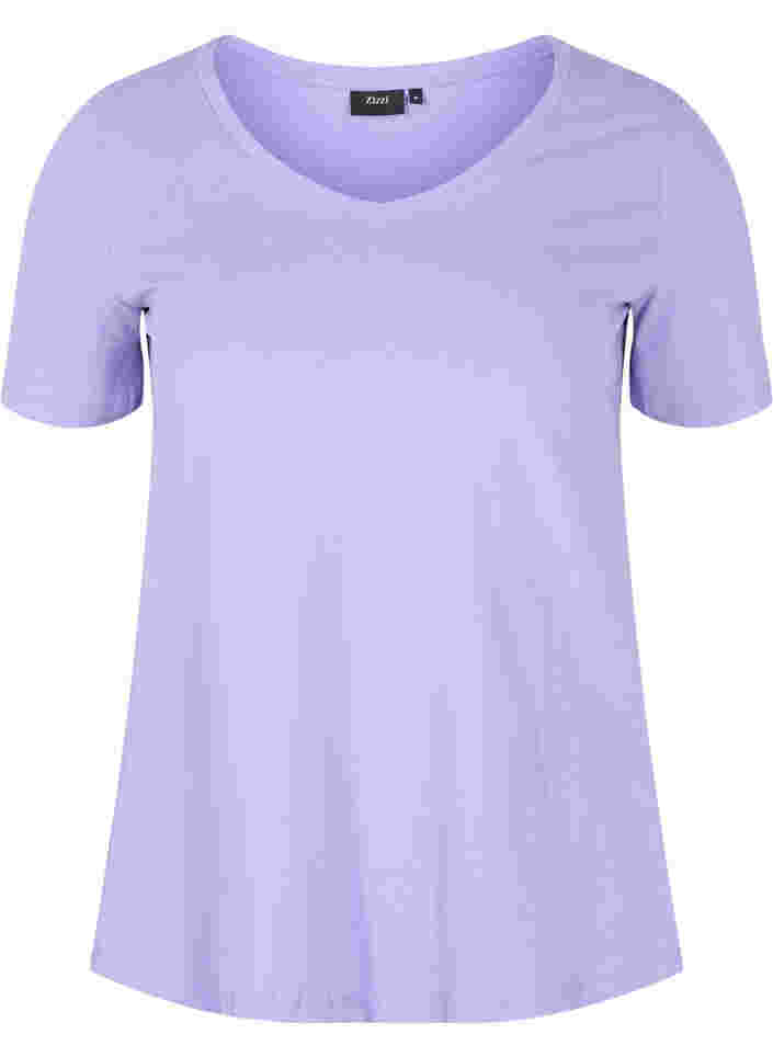 Einfarbiges basic T-Shirt aus Baumwolle, Paisley Purple, Packshot image number 0