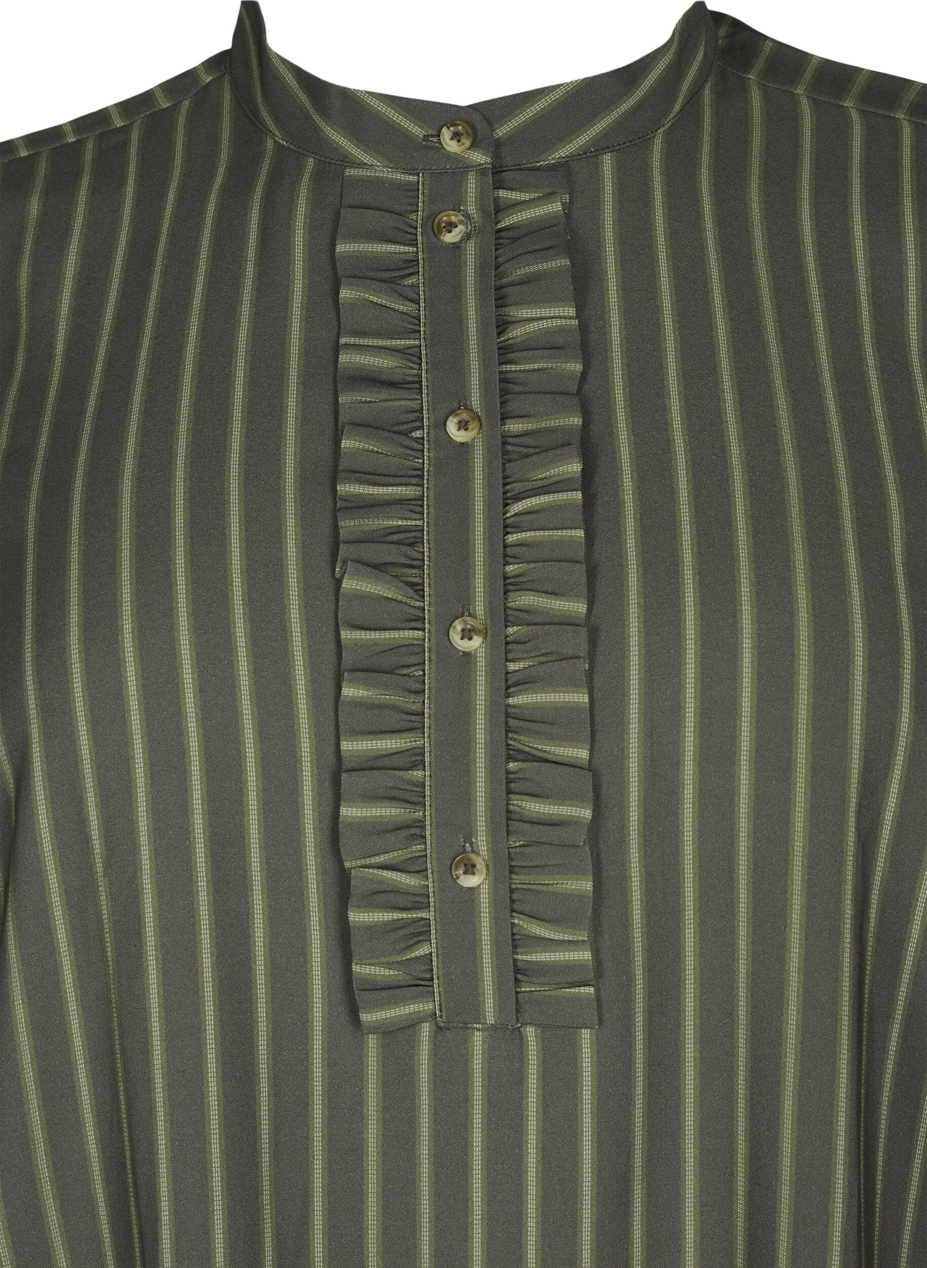 ZizziKurzes gestreiftes Kleid mit R&uuml;schen, Thyme Stripe AOP, Packshot image number 2