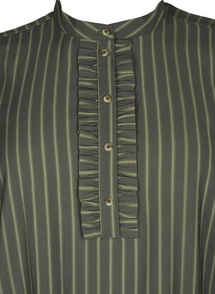 Kurzes gestreiftes Kleid mit Rüschen, Thyme Stripe AOP, Packshot image number 2