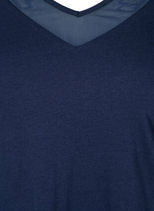 Langarm Bluse aus Baumwolle mit Mesh, Navy Blazer, Packshot image number 2
