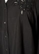 Hemdbluse mit aufgestickten Blumenapplikationen, Schwarz, Packshot image number 2