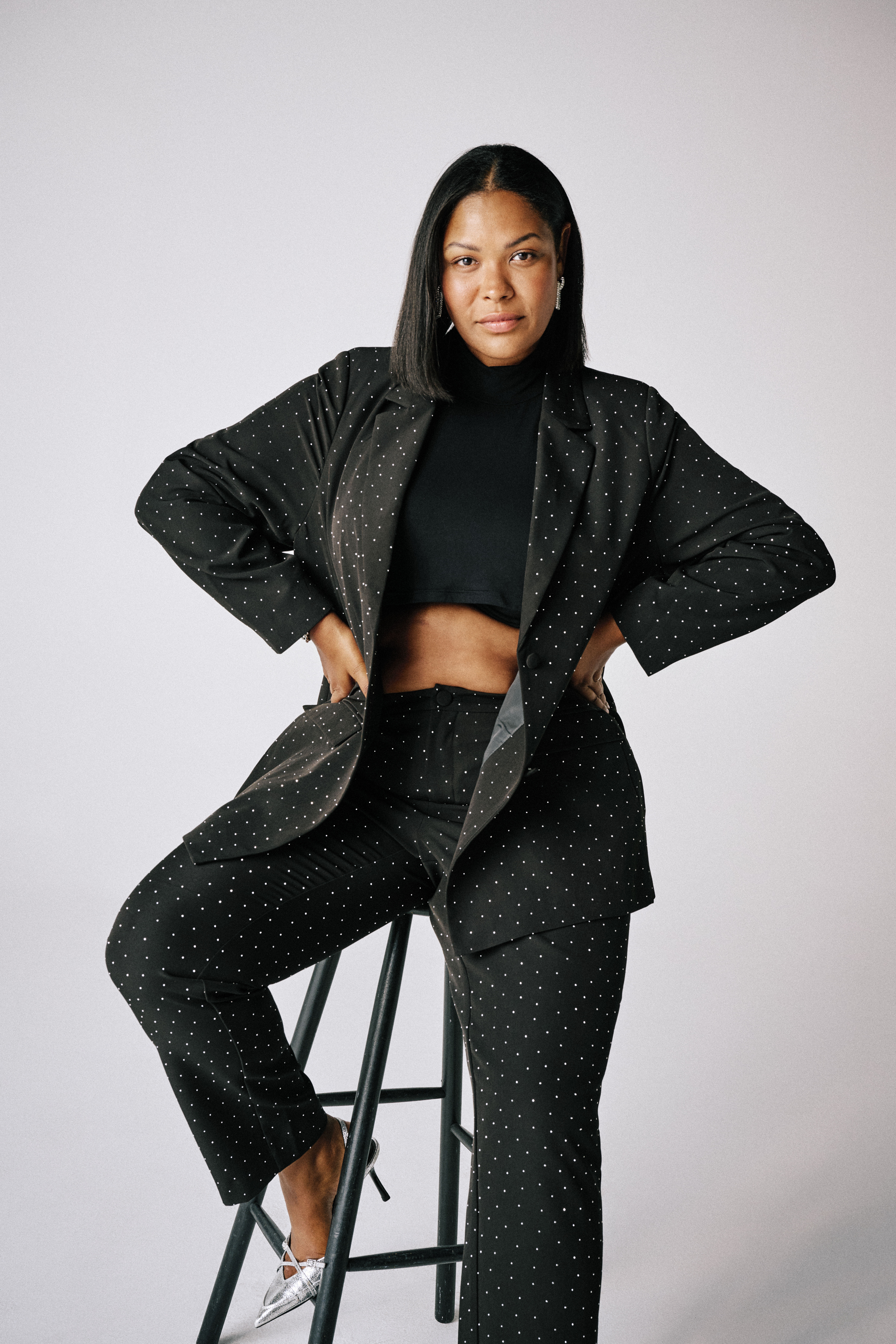 Blazer-Set mit Strasssteinen, , Model