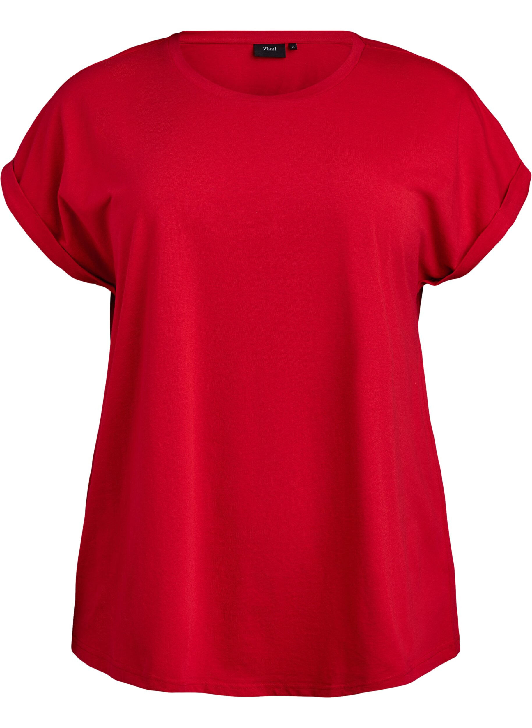 ZizziKurz&auml;rmliges T-Shirt aus einer Baumwollmischung, Rot, Packshot image number 0