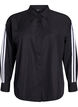 Lockere Bluse mit sportlichen Streifen auf den Ärmeln, Schwarz, Packshot image number 0