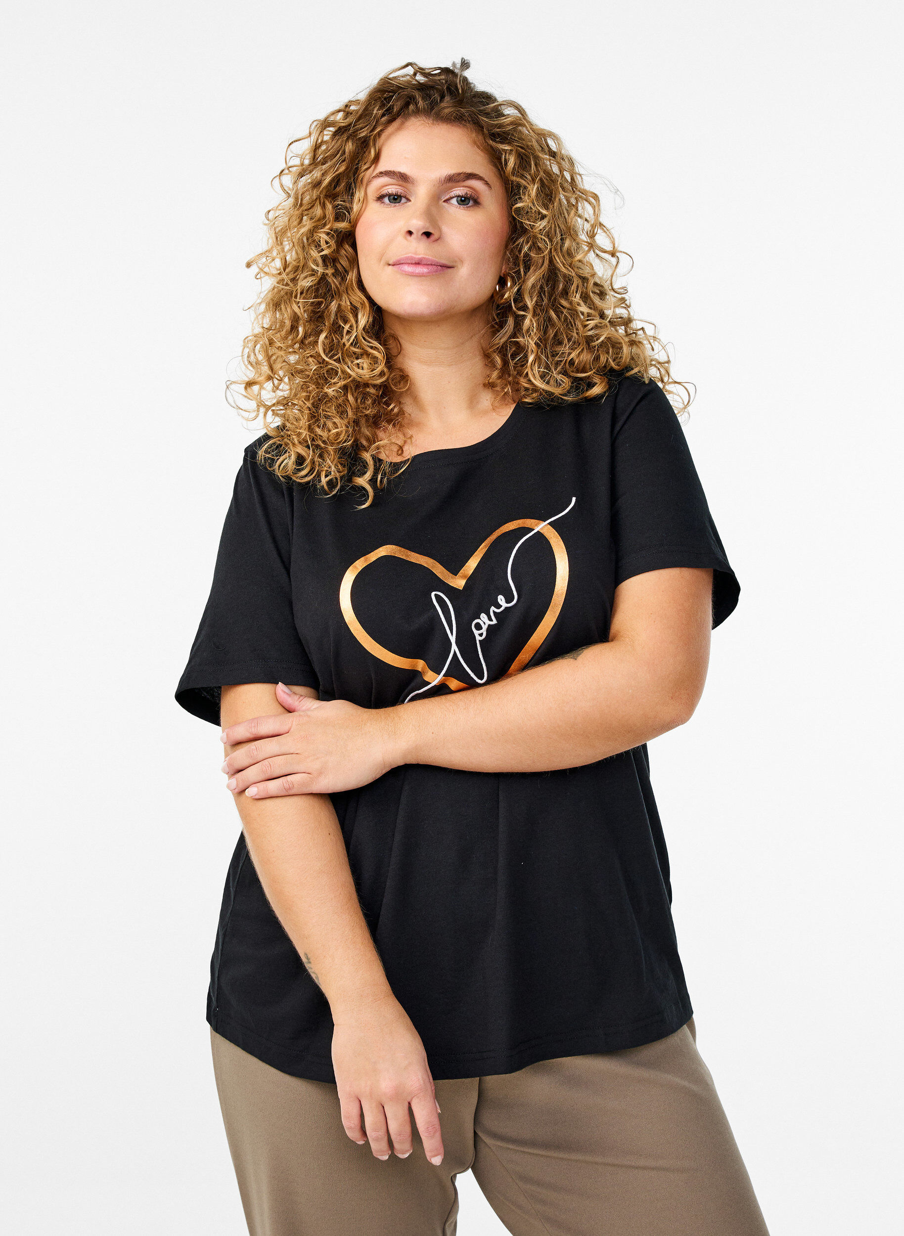 ZizziFLASH - T-Shirt mit Print, Schwarz, Model image number 0