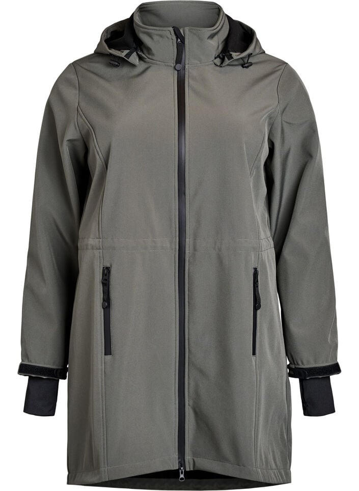 Softshelljacke mit abnehmbarer Kapuze, Grau, Packshot image number 0
