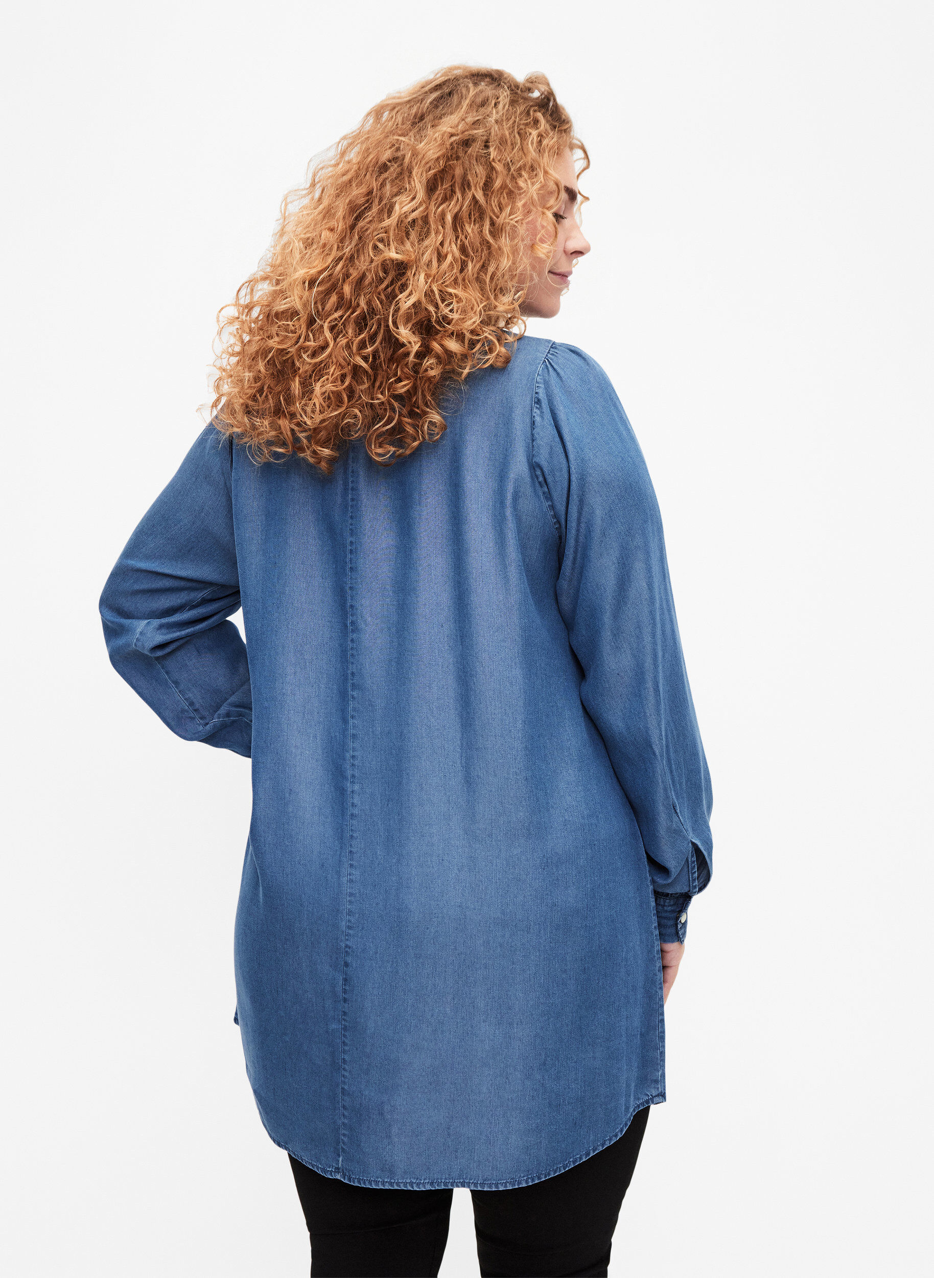 ZizziLangarm-Tunika aus TENCEL&trade; Lyocell, Medium Blue denim, Model image number 1