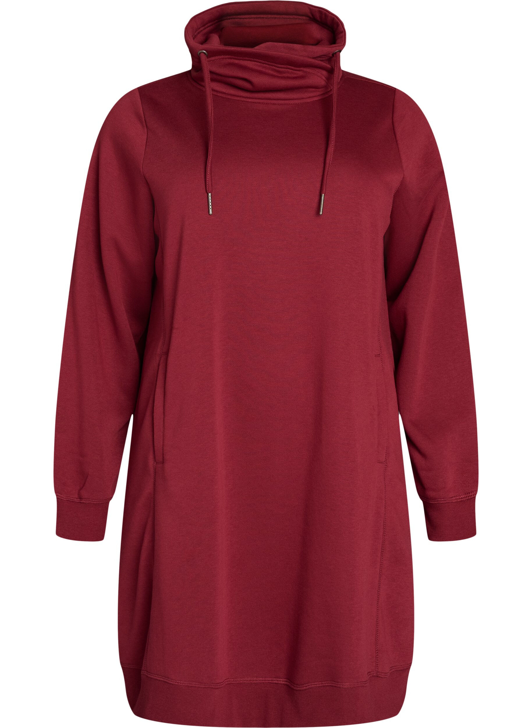 ZizziKurzes Sweatshirtkleid mit Stehkragen und Taschen, Rot, Packshot image number 0