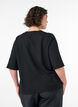 Bluse mit Rippstruktur und Knopfleiste, Schwarz, Model image number 2