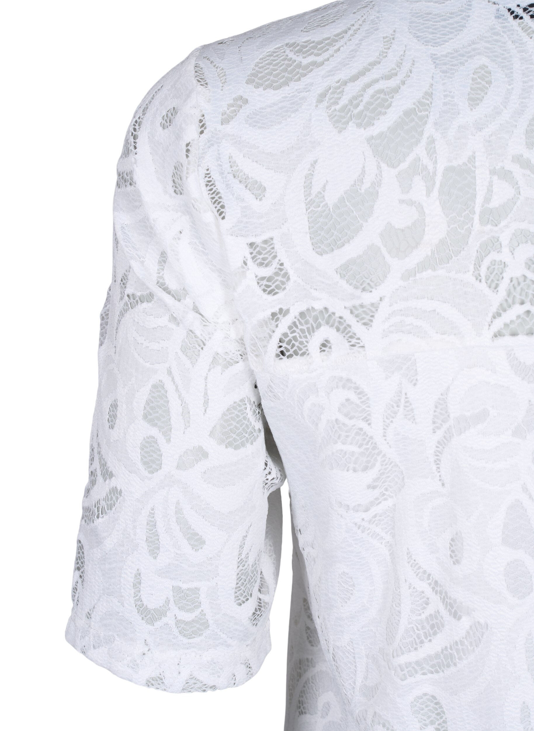 ZizziBluse mit Spitze und kurzen &Auml;rmeln, Bright White, Packshot image number 3