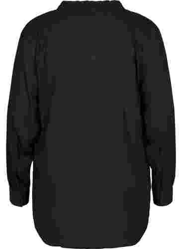 Langarmhemd mit Rüschenkragen, Black, Packshot image number 1