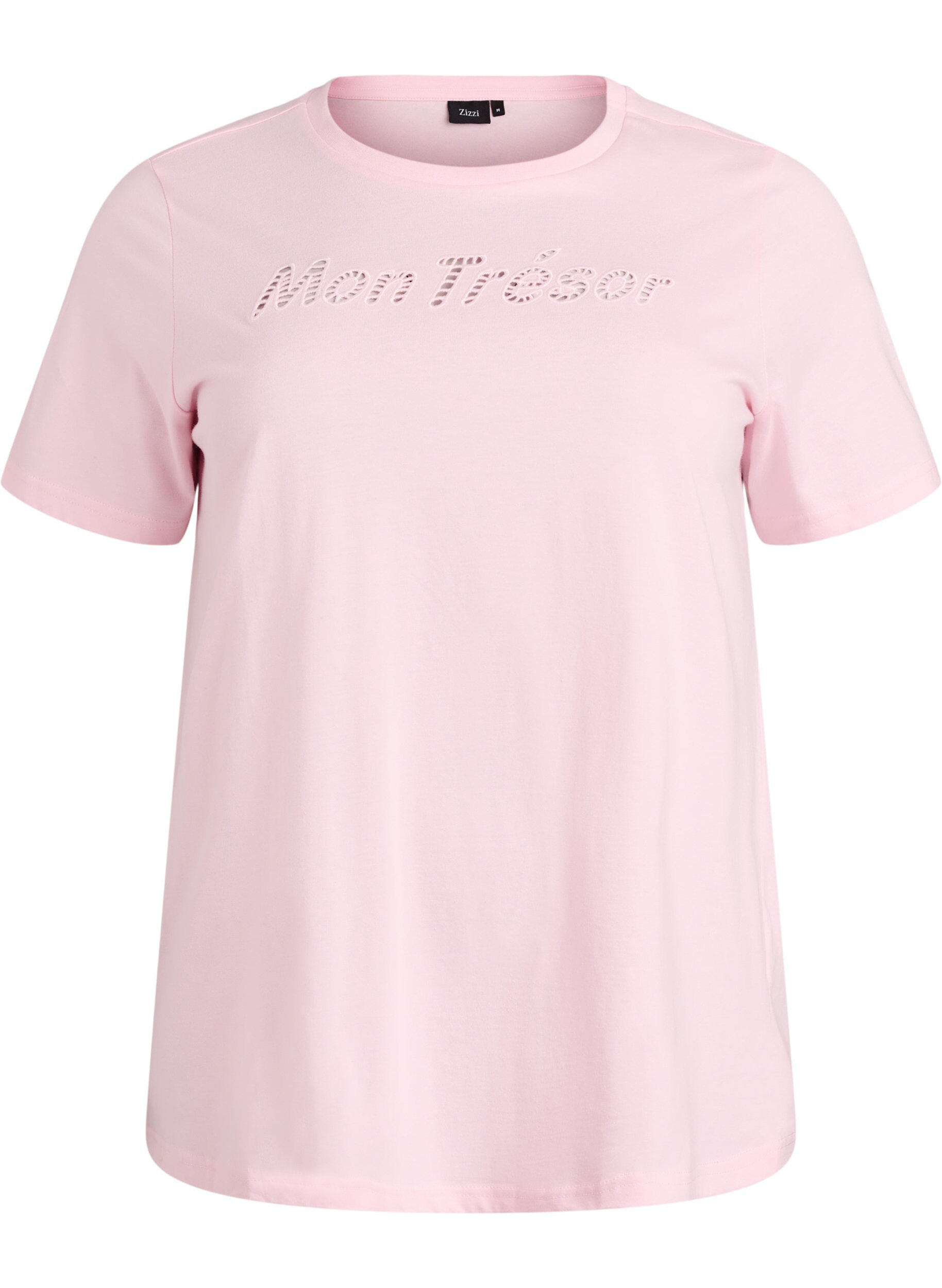 ZizziT-Shirt aus Baumwolle mit dekorativem Frontdetail, Pink, Packshot image number 0