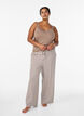 Gestreifte Schlafanzughose mit hoher Taille und weiten Beinen, Beige, Model image number 0