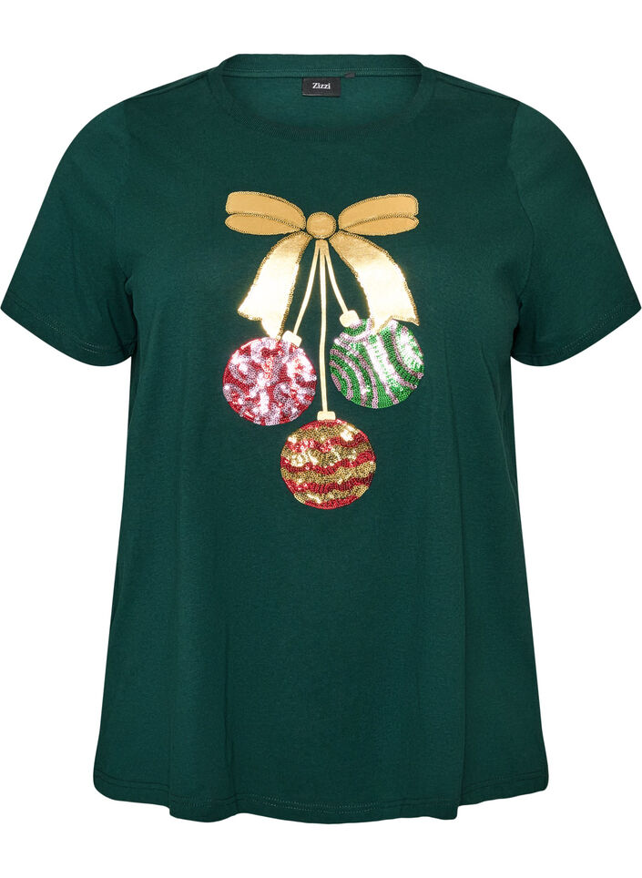 Weihnachts-T-Shirt aus Bio-Baumwolle, Gr&uuml;n, Packshot image number 0