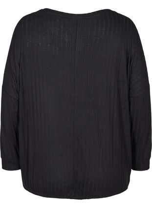 Langarm Bluse mit Struktur, Black, Packshot image number 1