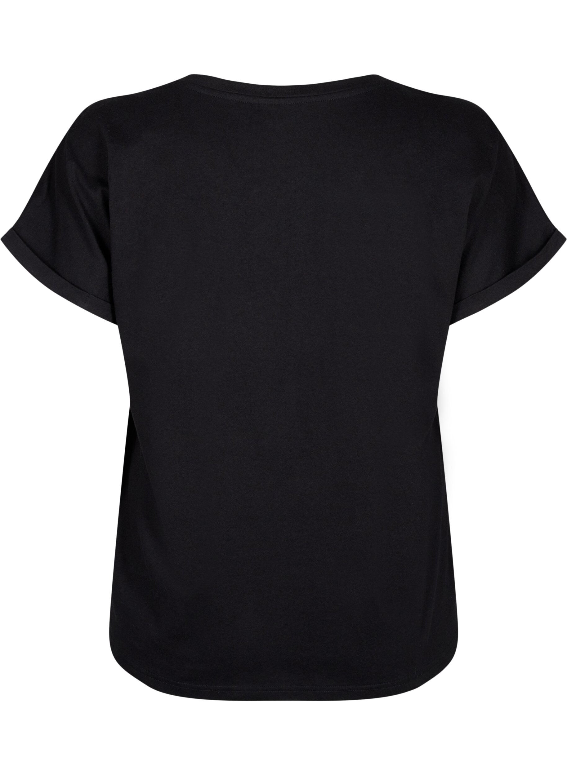 ZizziT-Shirt aus Bio-Baumwolle mit Lochstickerei, Black, Packshot image number 1