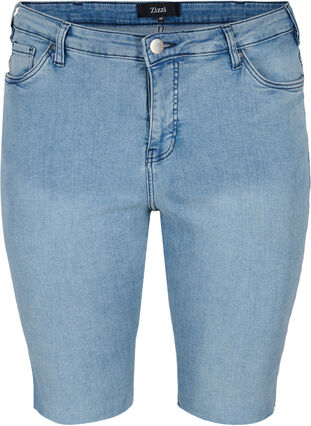 Lange Denim Shorts aus Baumwolle, Blue denim, Packshot image number 0