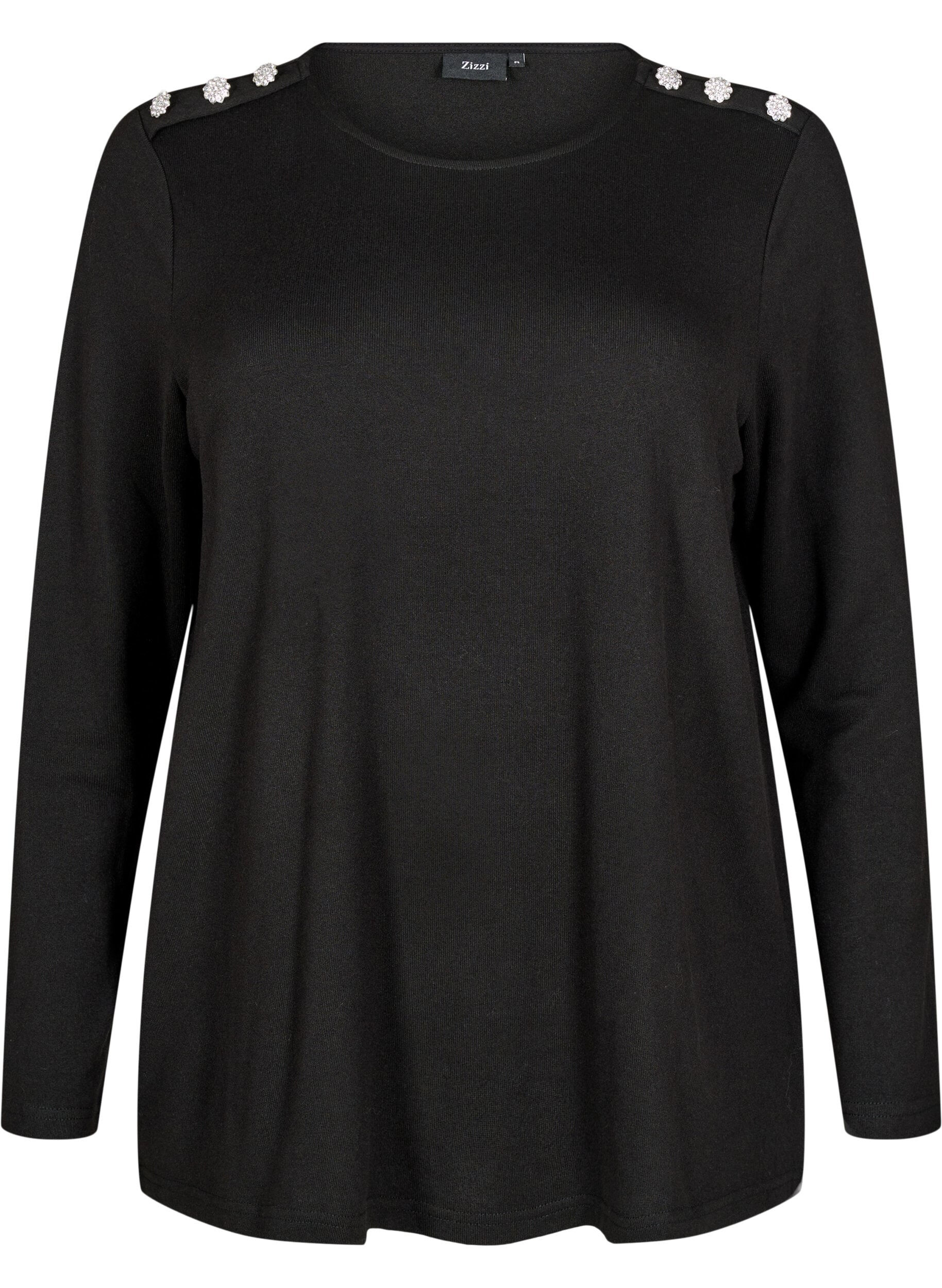 ZizziBluse mit Zierkn&ouml;pfen, Schwarz, Packshot image number 0