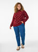 Gemustertes Stricktop mit hohem Kragen, Dunkles Bordeaux, Model image number 1