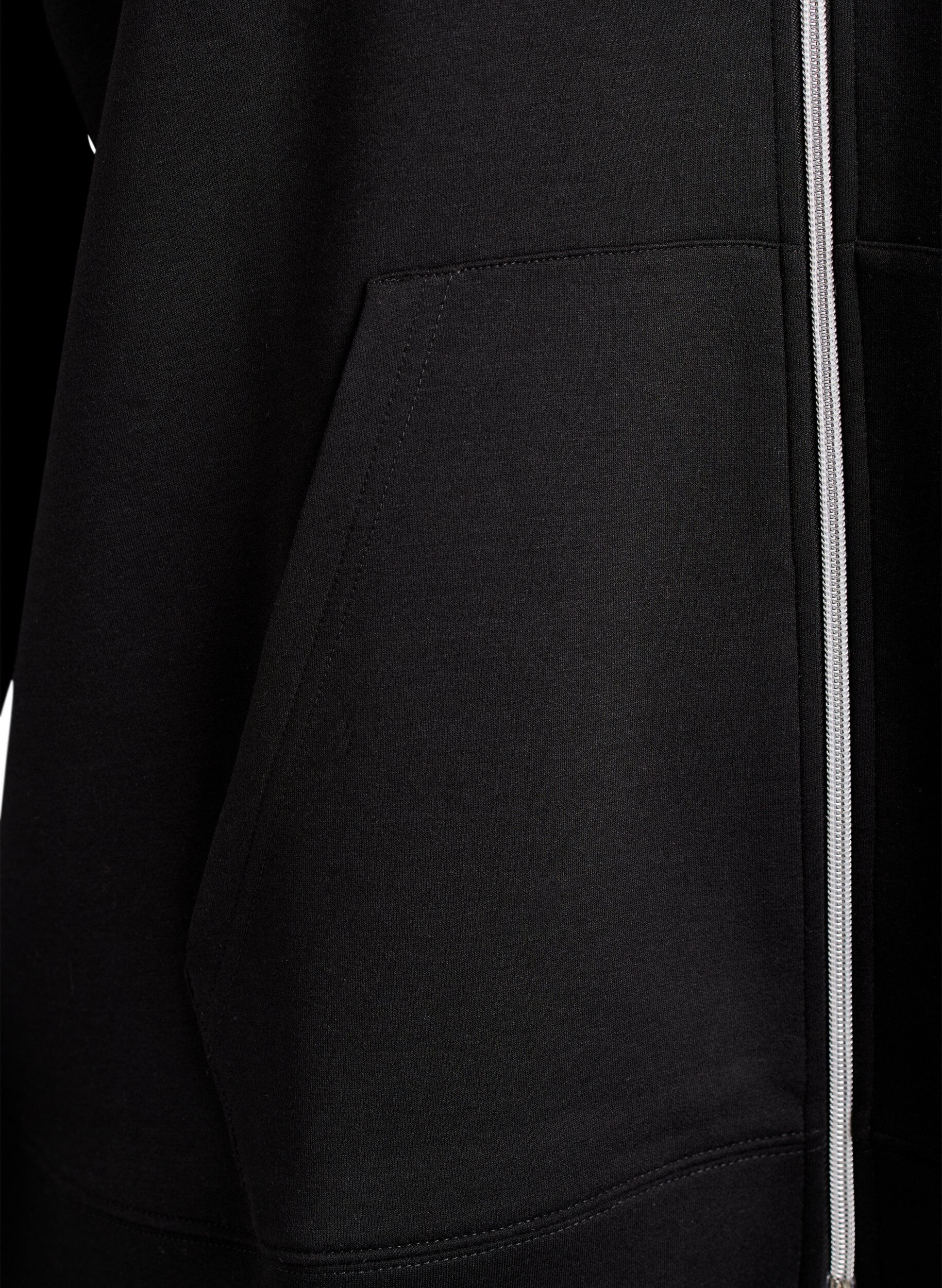 ZizziScuba-Hoodie mit Rei&szlig;verschluss und Taschen, Schwarz, Packshot image number 3