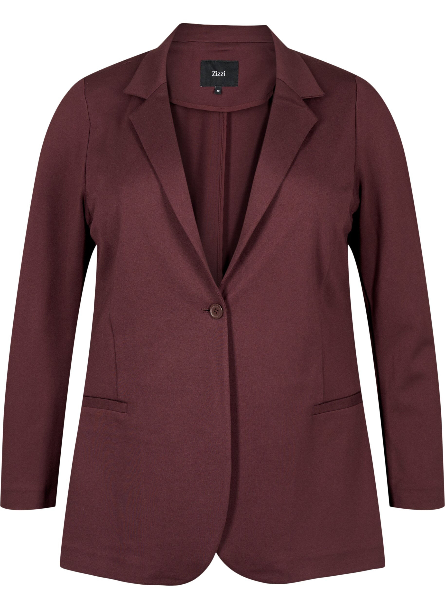 ZizziSchlichter Blazer mit Knopfverschluss, Dunkles Bordeaux, Packshot image number 0