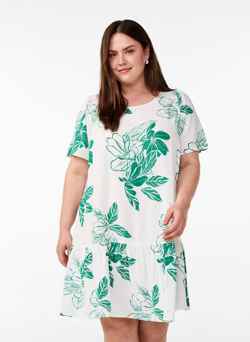 Kleid aus Viskose mit Schnittlinie, Gr&uuml;n, Model image number 0