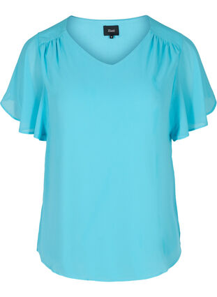 Bluse mit kurzen Ärmeln, River Blue, Packshot image number 0