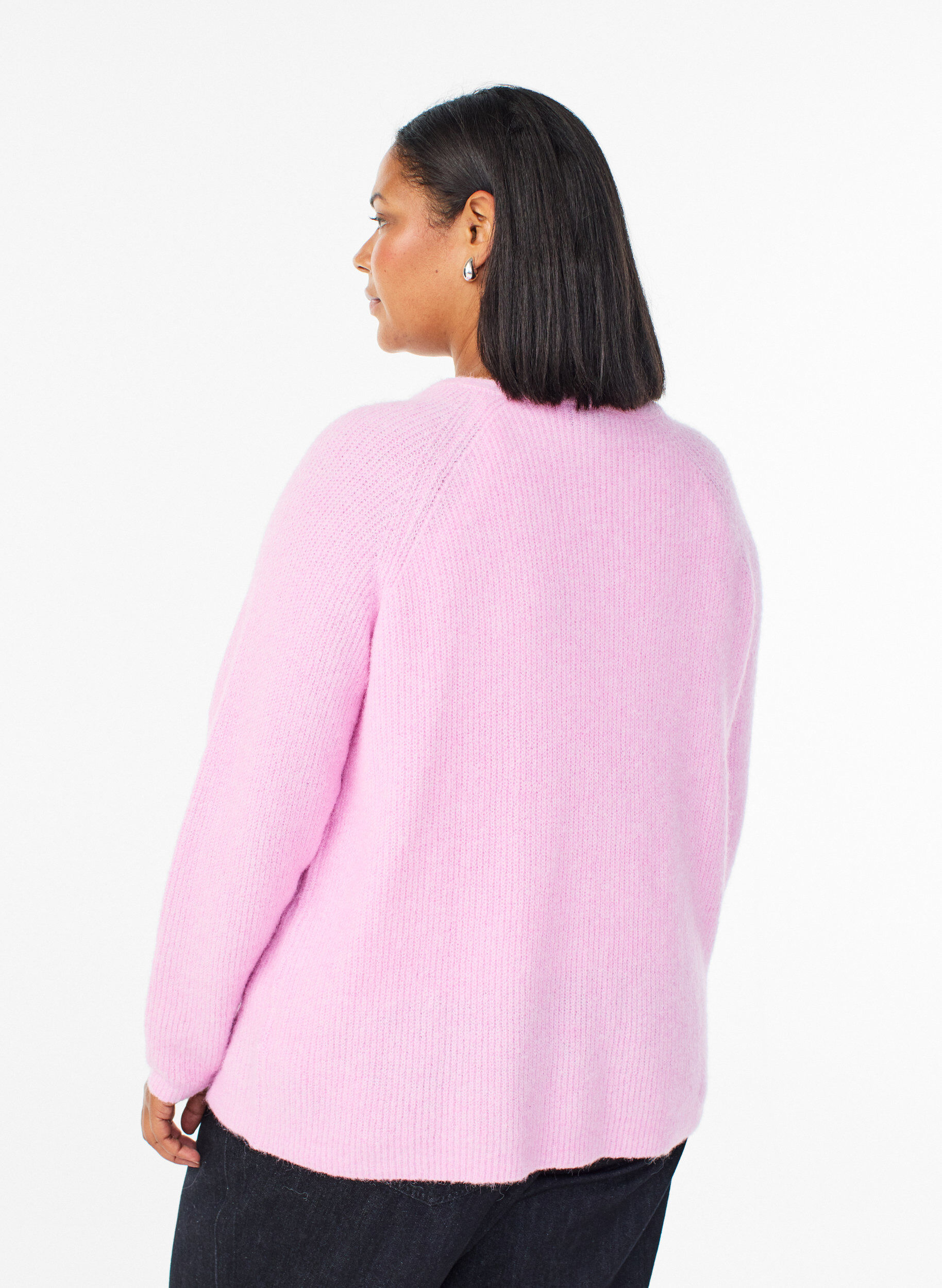 ZizziStrickbluse mit V-Ausschnitt und Raglan&auml;rmeln, Pink, Model image number 2