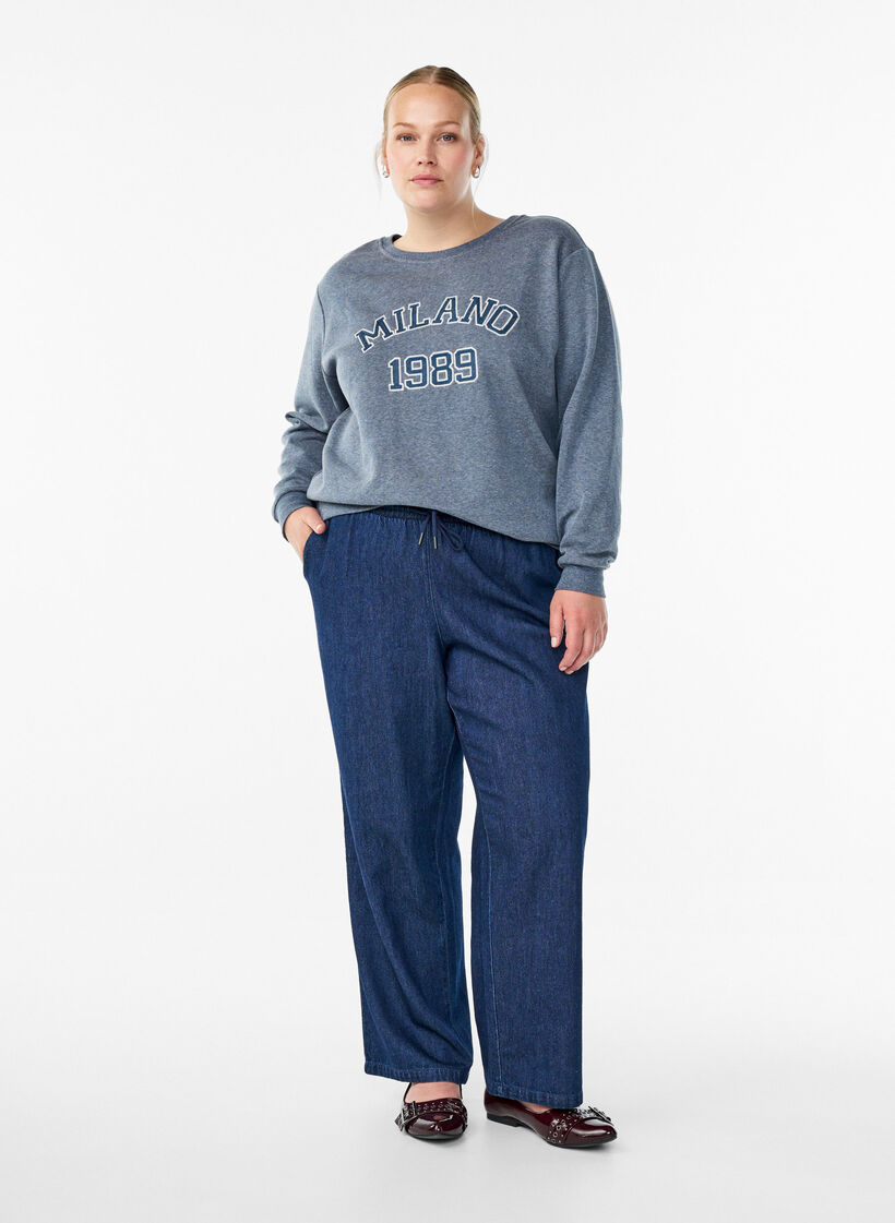 Sweatshirt mit aufgesticktem Mailand-Motiv, Grau, Model image number 1