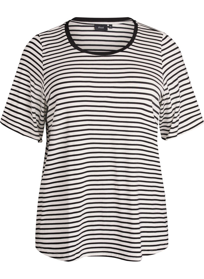Gestreiftes T-Shirt aus TENCEL&trade; Lyocell, Wei&szlig;, Packshot image number 0